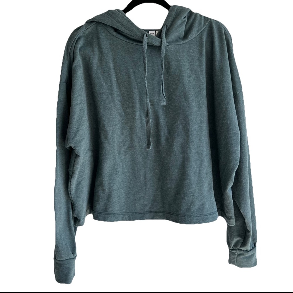 Z By ZELLA Ultra Cozy Pullover Hoodie Sweatshirt Women’s Size XL Green Cropped